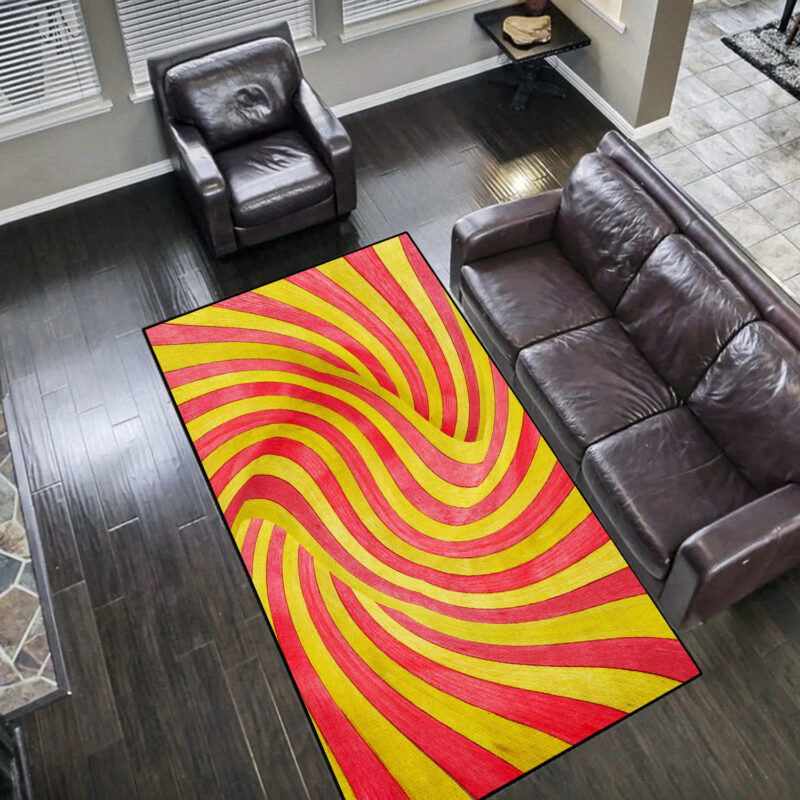 70s Rug Vortex Illusion Quadrangle Graphic For Living Room