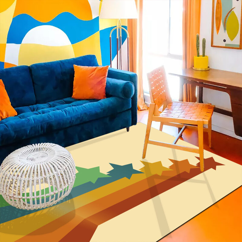 70s Star Abstract Area Rug