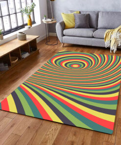 Abstract Swirl Pattern With Optical Illusion 70s Style Area Rug