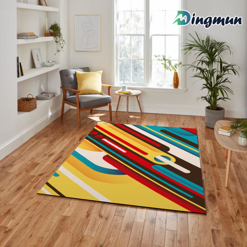 Creative 70s Abstraction With Designed Shapes Illustration Area Rug