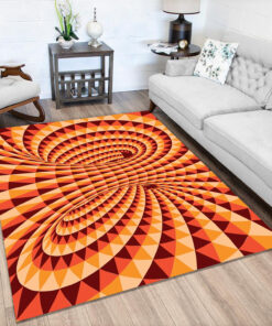 Psychedelic Groovy Colorful Optical Illusion Vaporwave 70s Style Area Rug