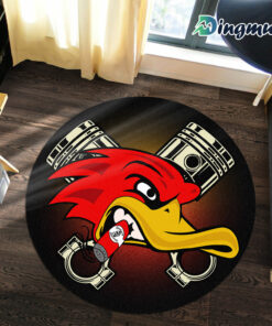 Custom Hot Rod Duck Hot Rod Garage Round Rug