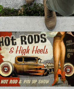 Hot Rod And Hight Heels Speed Shop Door Mat