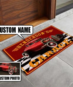Personalized Garage Kustom Kulture Hot Rod Door Mat