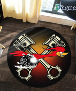 Personalized Hot Rod Garage Old School Round Rug