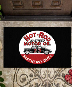 Personalized Hot Rod Motor Oil Street Vintage Door Mat