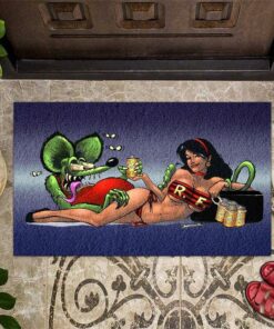 Rat Fink Pinup Girl Hot Rod Door Mat