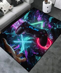 Non-Slip Crystal Floor Polyester Mat for Game Room with 3D Gamer Print