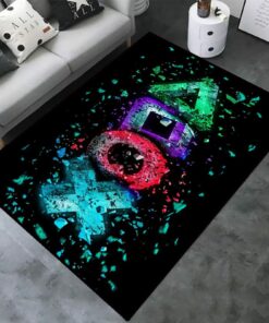 Large Game Console Carpet with Non-Slip Backing for Gamer Boys Room