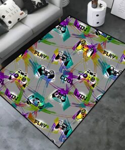 Crystal Non-Slip Area Rug with Gamer Print for Living Room or Bedroom Decor
