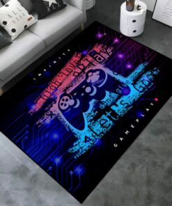 3D Game Area Rug with Controller Print for Living Room or Kids Playroom