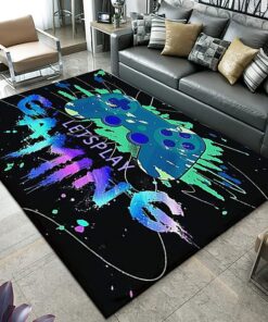 Cartoon Game Rug with Funny Controller and Video Print Carpet for Kids' Gaming Room