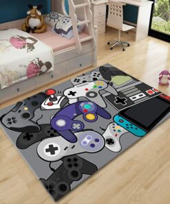 3D Gamepad Rug with Non-Slip Backing for Boys Bedroom or Living Room