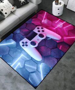Non-Slip Gaming Carpet with 3D Gamer Controller Pattern for Living Room or Bedroom