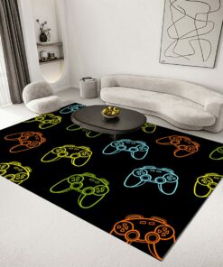 Non-Slip Big Area Rugs with Black Gamepad for Gamer Boys' Bedroom and Living Room