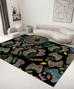 Large Gamer Non-Slip Polyester Area Rug with Printed Gamepad Design