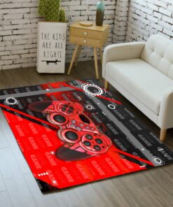 Teen Gamer Area Rug with 3D Gamepad Red Small Carpet for Bedroom and Living Room Décor