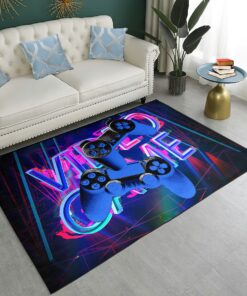 Game Controller Area Rug with Hot Pink Floor Mats for Bedroom and Living Room