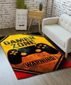 Large Game Room Area Rug - 3D Gamer Carpet with Gamepad Print for Living Room, Bedroom - Non-Slip Crystal Floor Polyester Mat