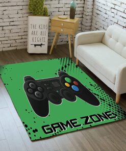 Customizable Name Gaming Rug for Kids Playmats in Green Doormat