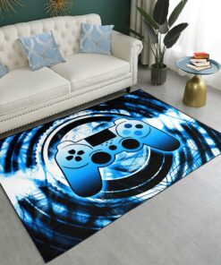 Video Game Themed Area Rug with Gamepad Print for Living Room or Playing Room