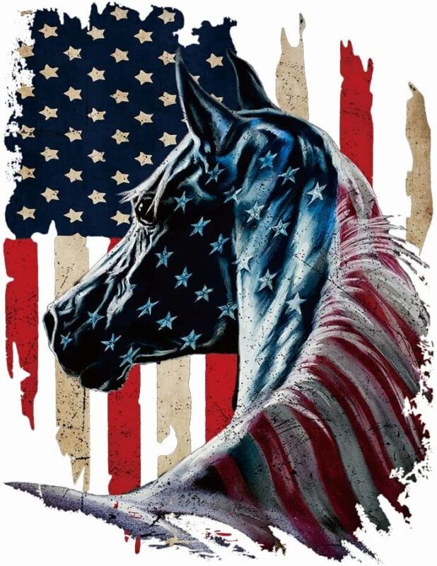 Horse American Flag Car Decal Patriot Horse USA Flag Car Door Window ...