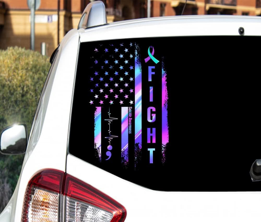 Suicide Prevention Awareness Decals American Flag Transparent Car Decal ...